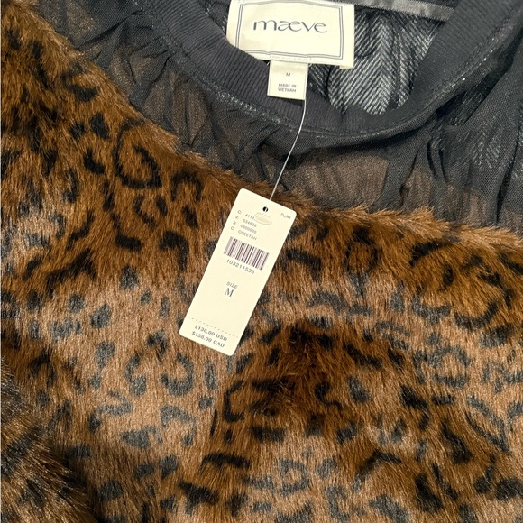 Maeve Faux Fur Inset Pullover Sweatshirt | size: M - Picture 5 of 6